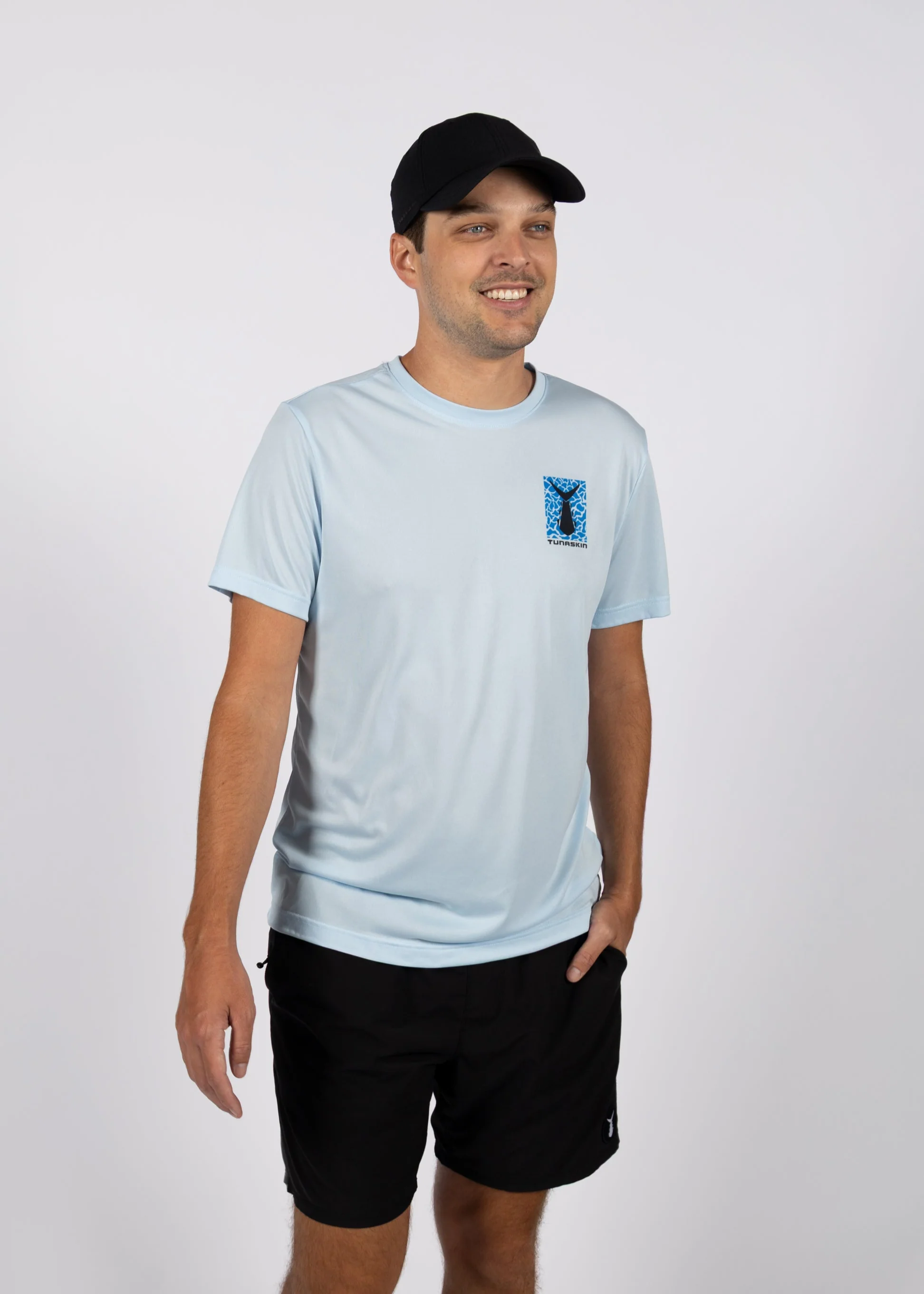 Tuna in Water | Men's Echo Performance Short Sleeve | Ice Blue - Image 3
