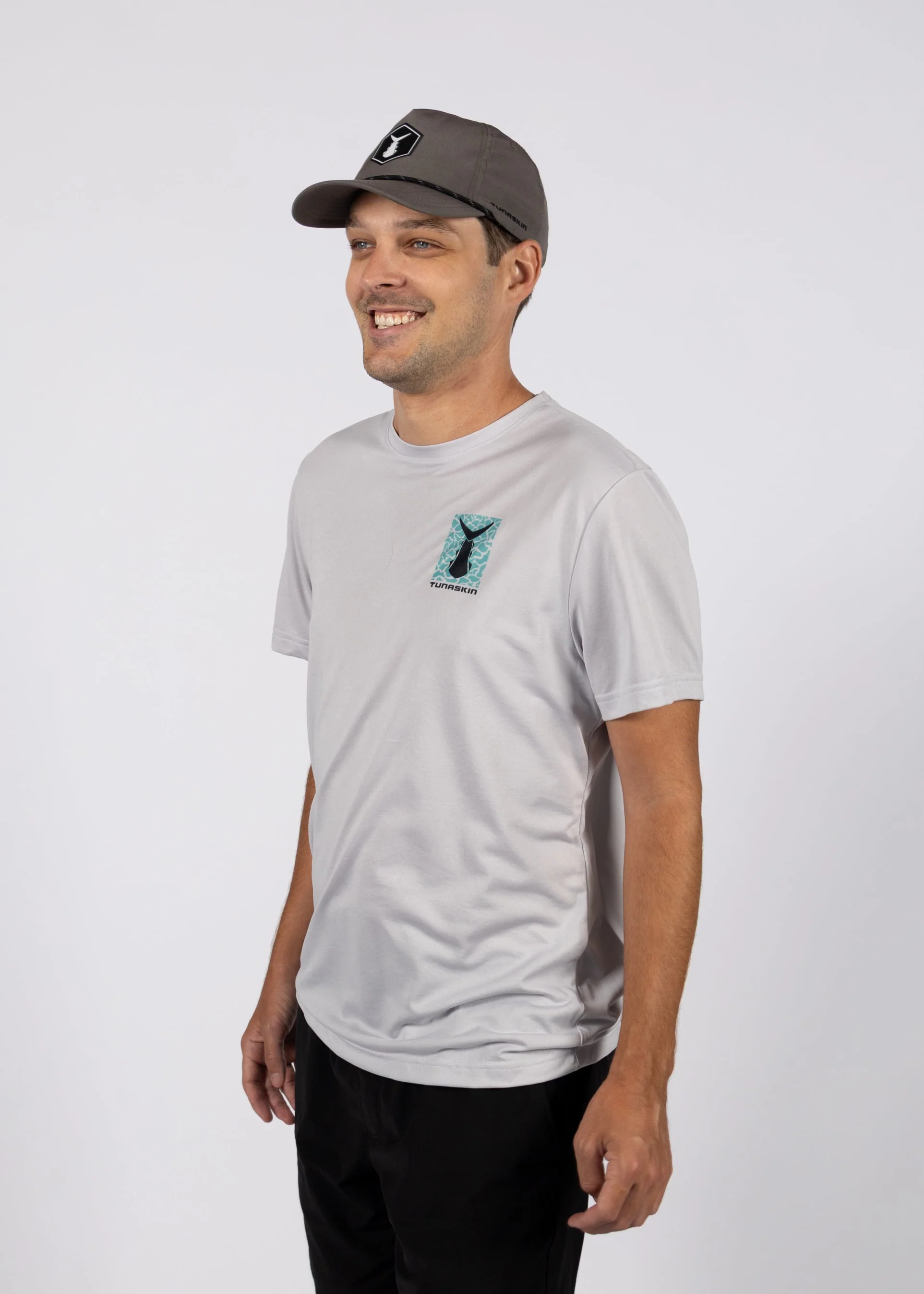 Tuna in Water | Men's Echo Performance Short Sleeve | Silver - Image 5