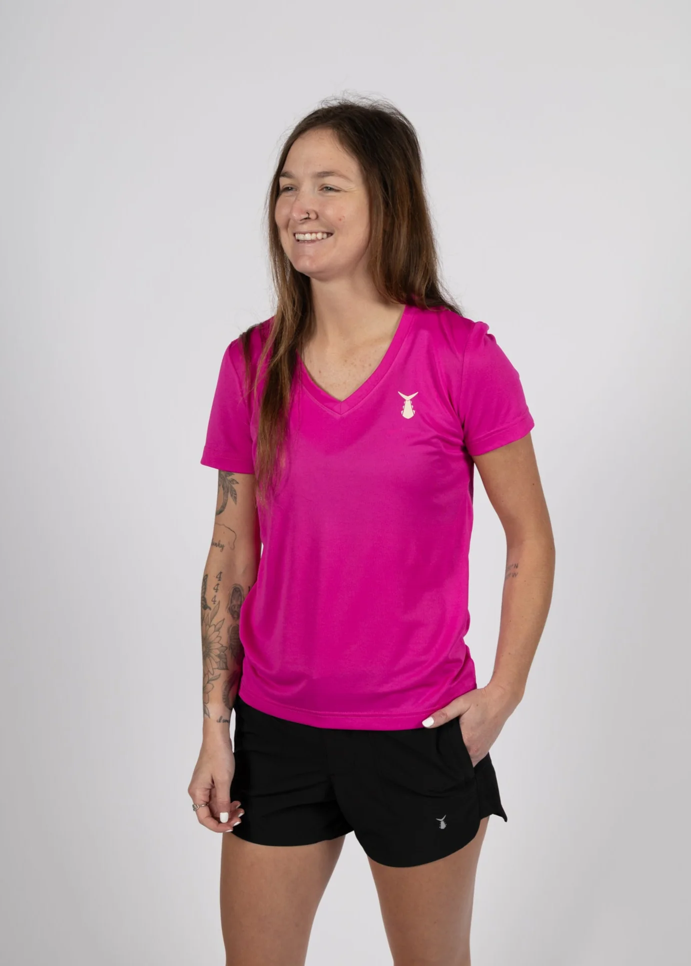 Women's Echo Performance Short Sleeve V-Neck | Dragonfruit