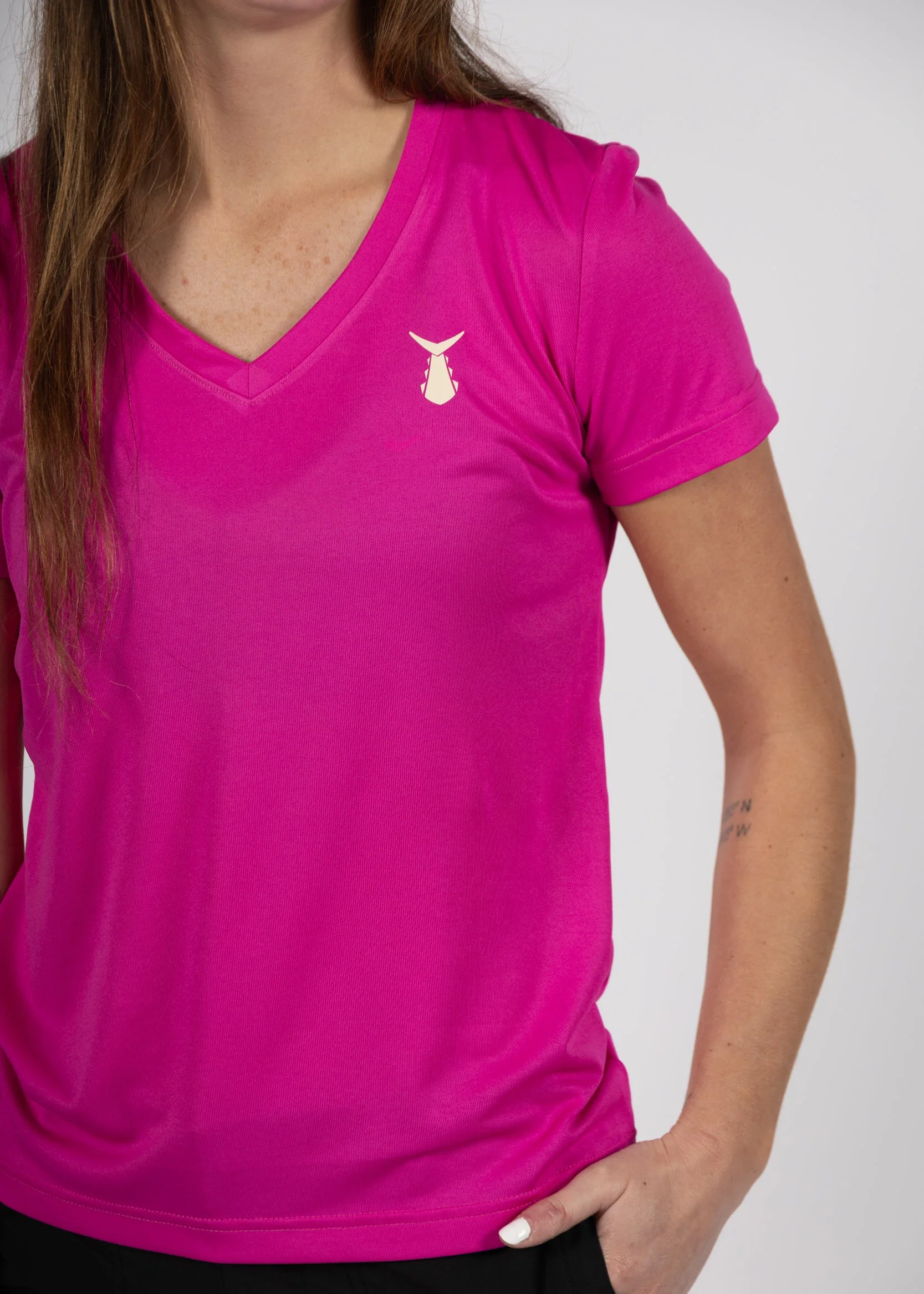 Women's Echo Performance Short Sleeve V-Neck | Dragonfruit - Image 3