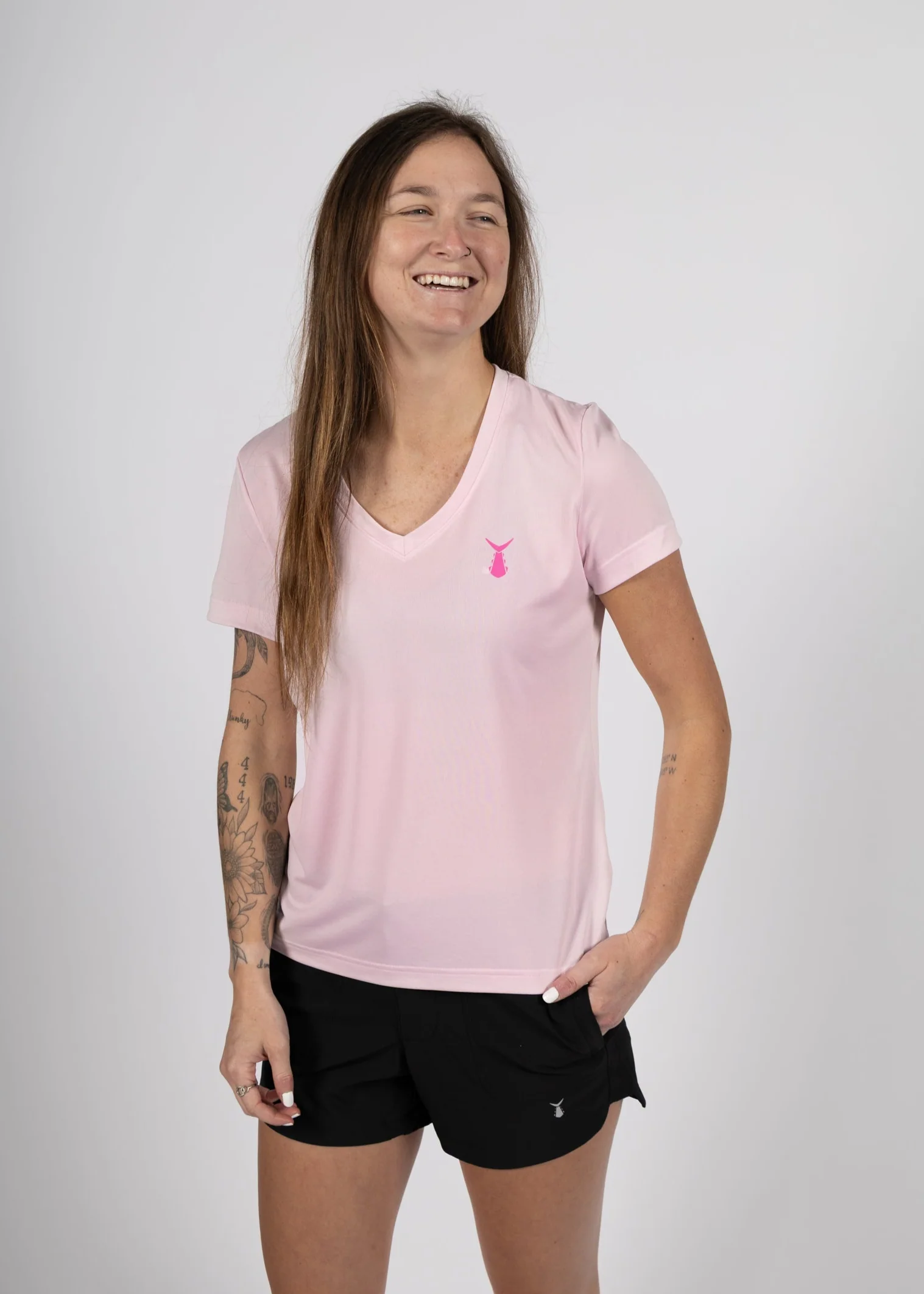 Women's Echo Performance Short Sleeve V-Neck | Flamingo