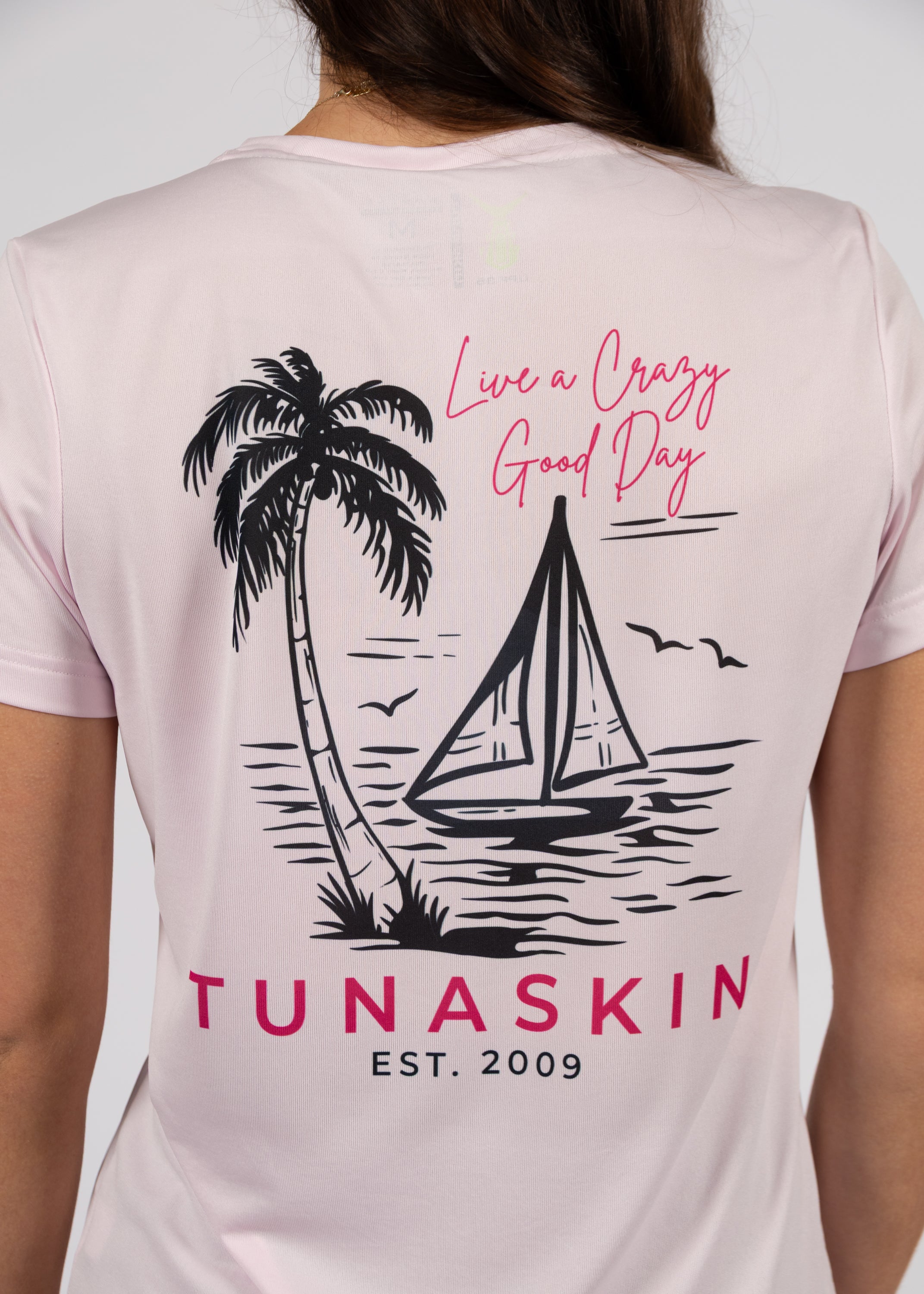 Sailboat | Women's Echo Performance Short Sleeve V-Neck | Flamingo - Image 4