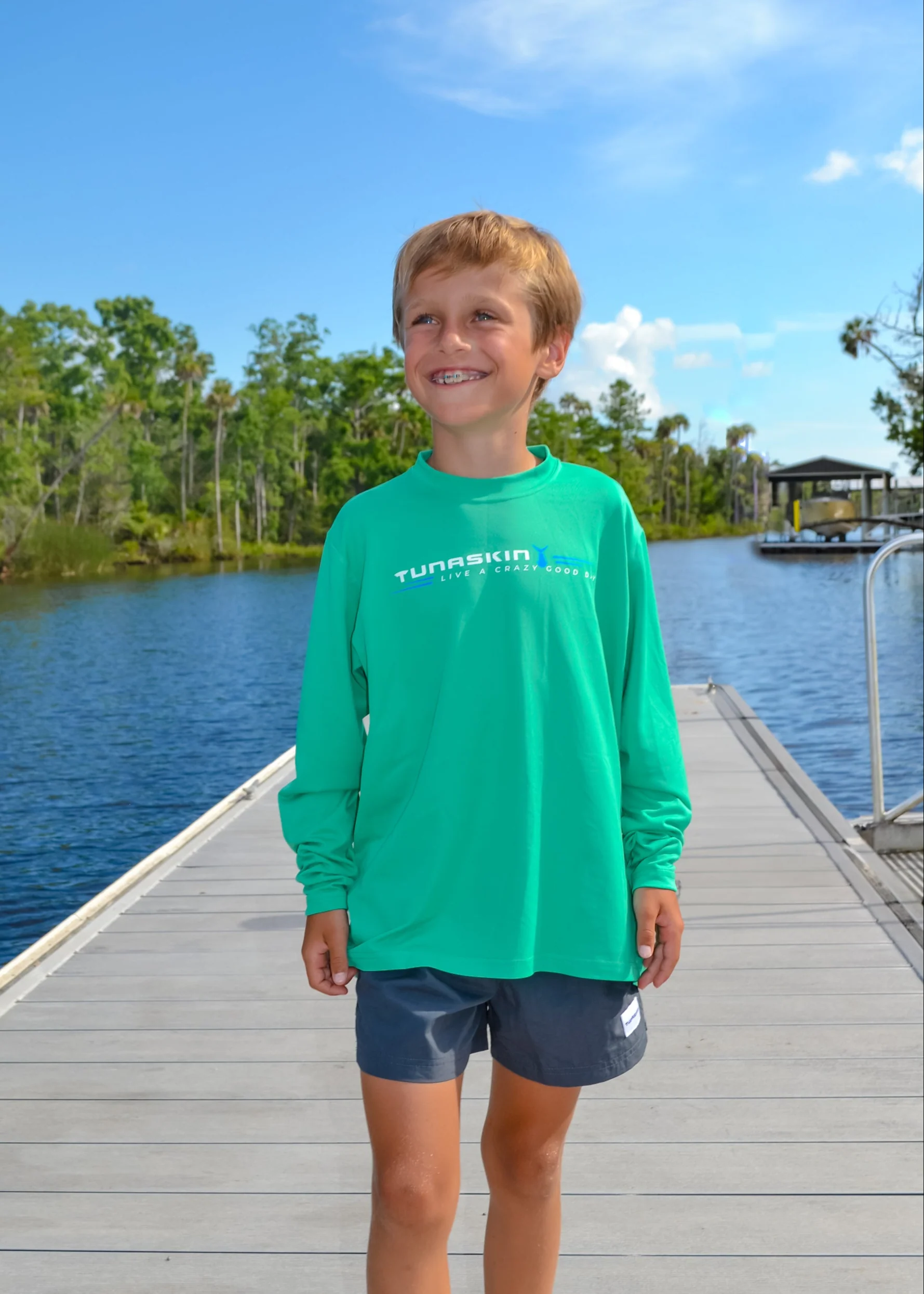 Youth Echo Performance Long Sleeve | Green Flash