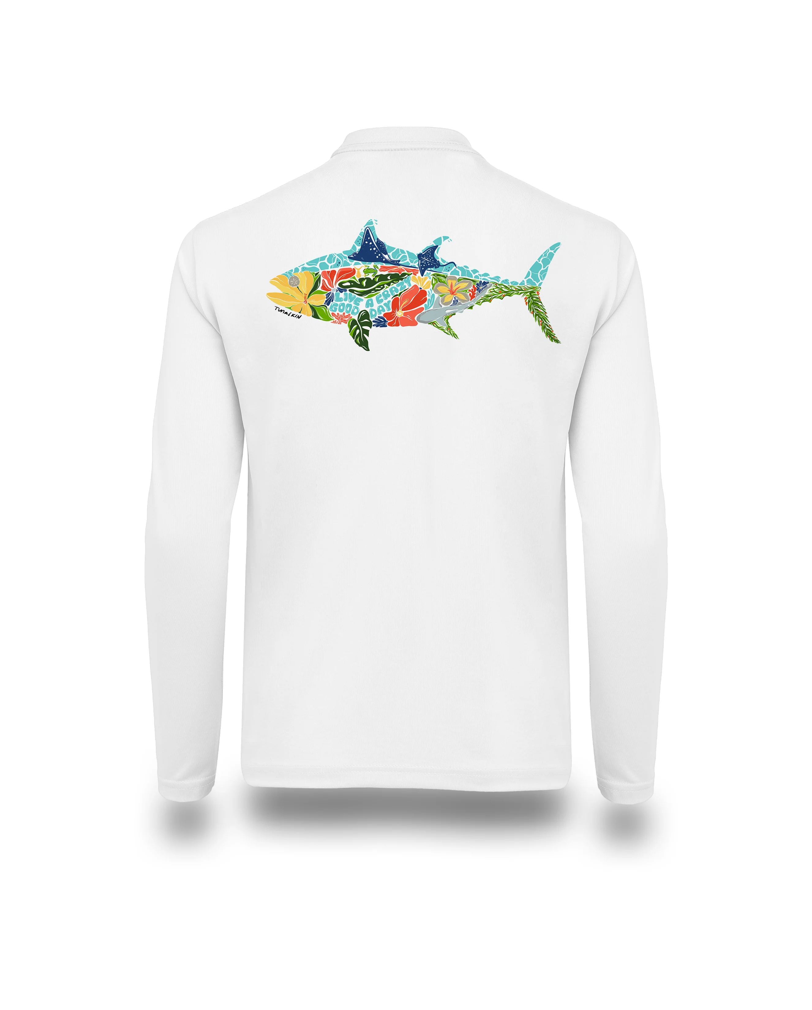 Youth Long Sleeve Echo Performance | Tuna Tango | White - Image 4