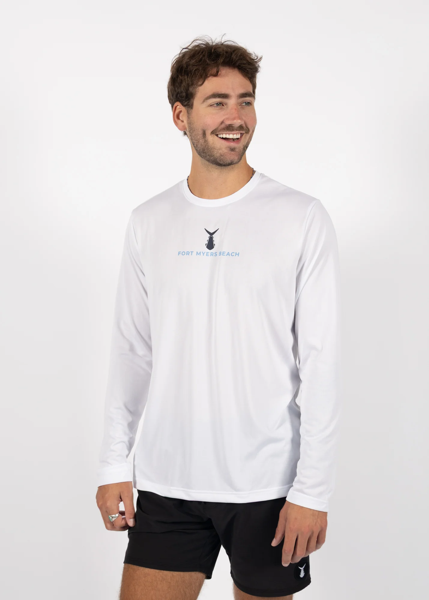 FMB Clock | Men's Echo Performance Long Sleeve | White - Image 3