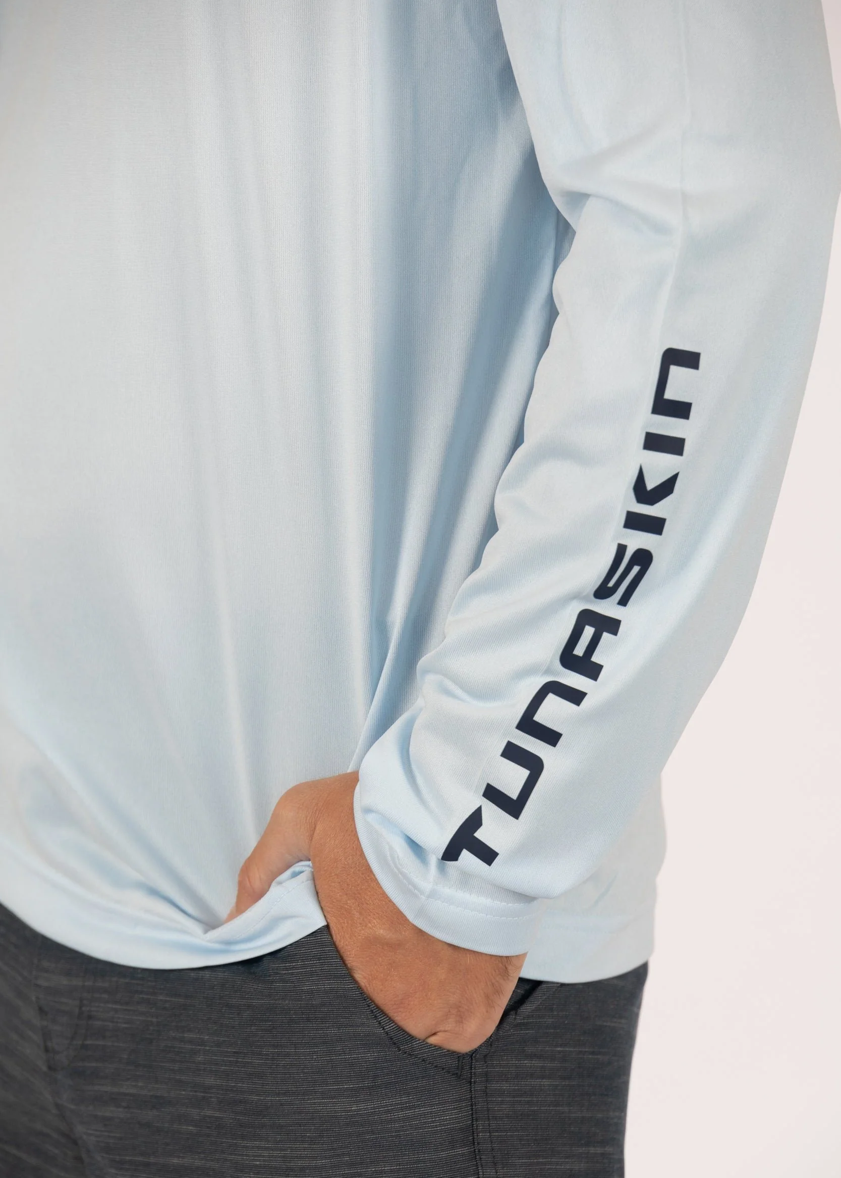 Live a Crazy Good Day | Men's Echo Performance Long Sleeve | Ice Blue - Image 2