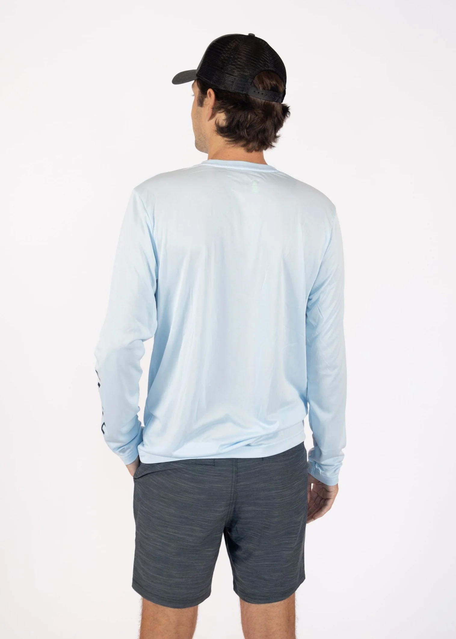 Live a Crazy Good Day | Men's Echo Performance Long Sleeve | Ice Blue - Image 4