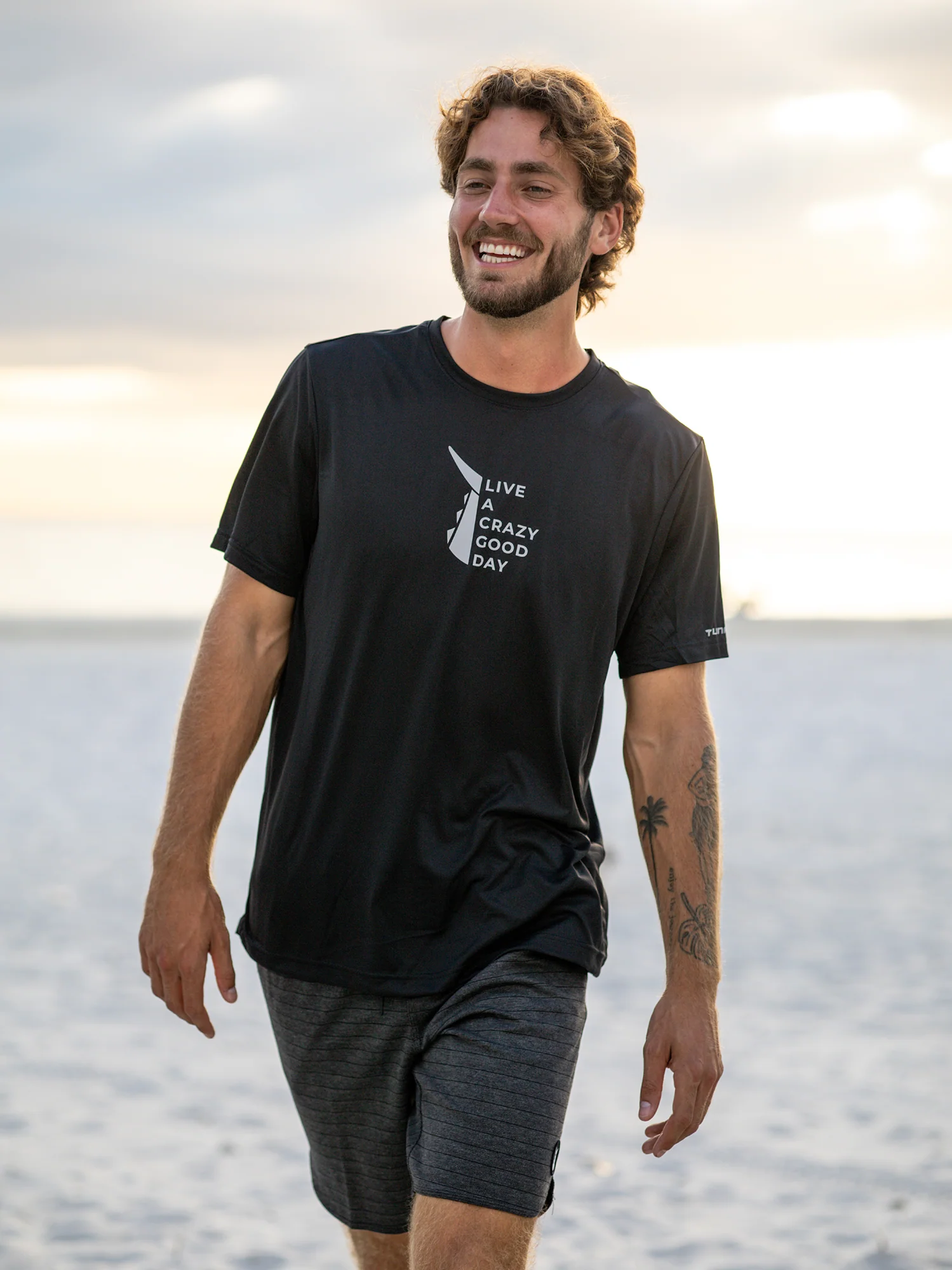 Live a Crazy Good Day | Men's Echo Performance Short Sleeve | Black - Image 3