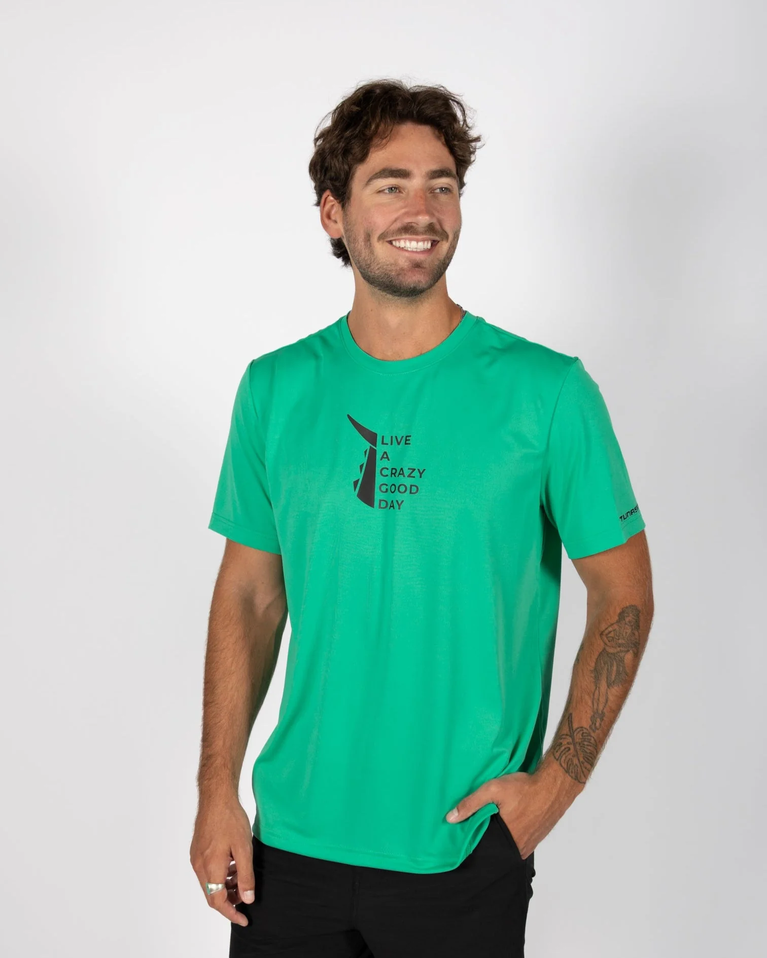 Live a Crazy Good Day | Men's Echo Performance Short Sleeve | Green Flash