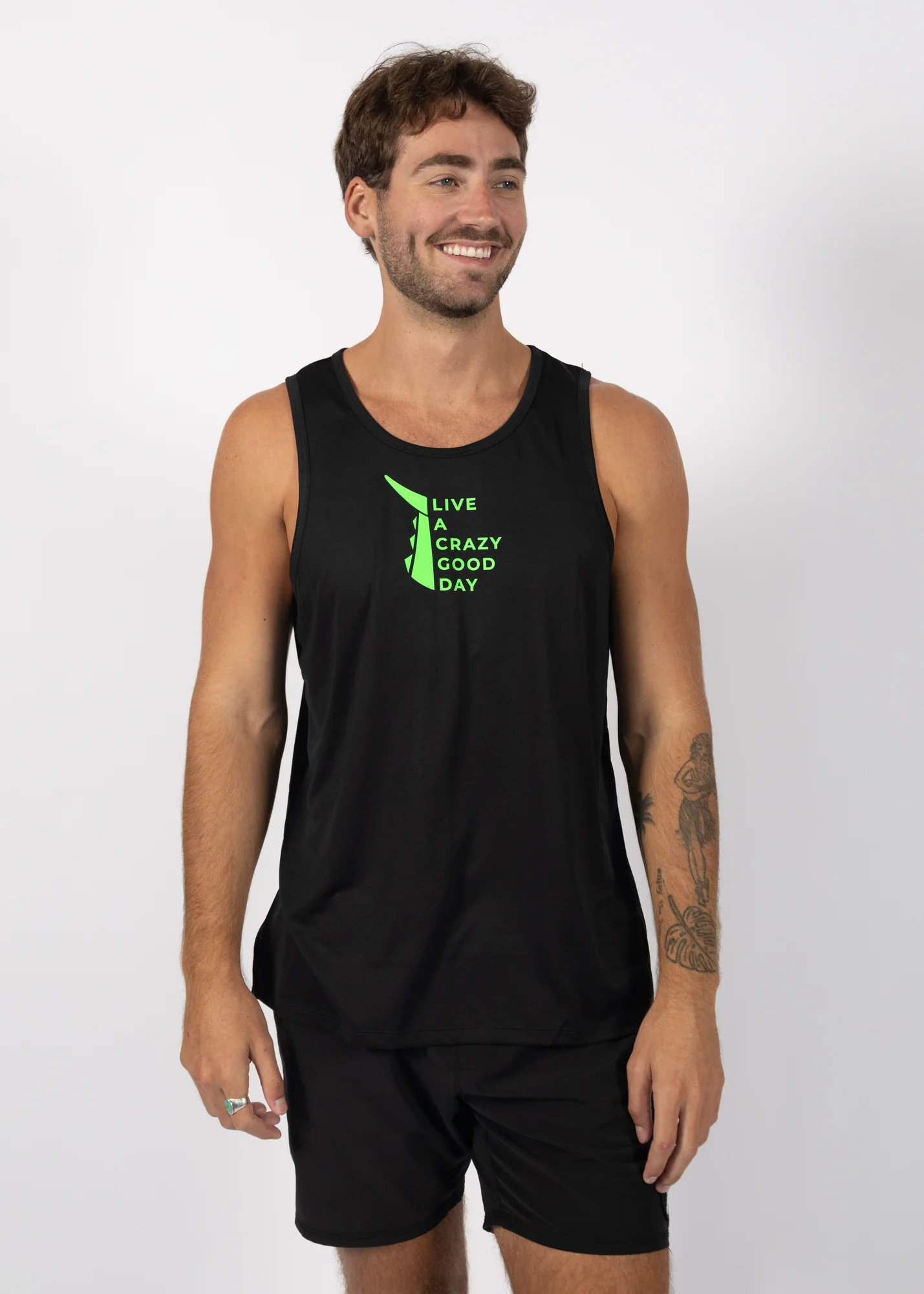 Live a Crazy Good Day | Men's Echo Performance Tank | Black