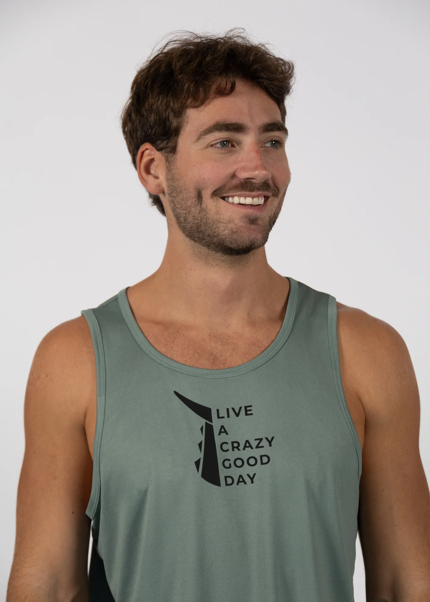 Live a Crazy Good Day | Men's Echo Performance Tank | Olive