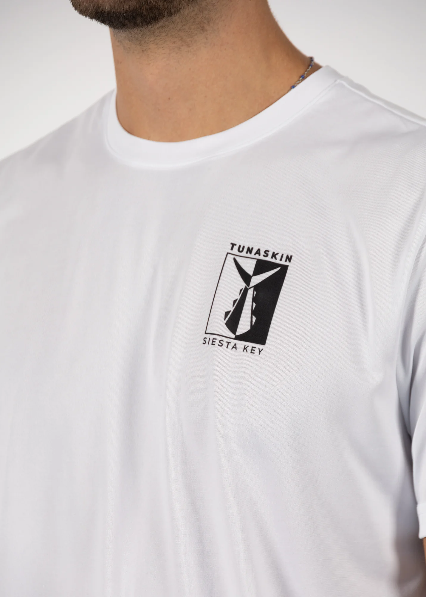 Siesta Key Block | Men's Echo Performance Short Sleeve | White - Image 3