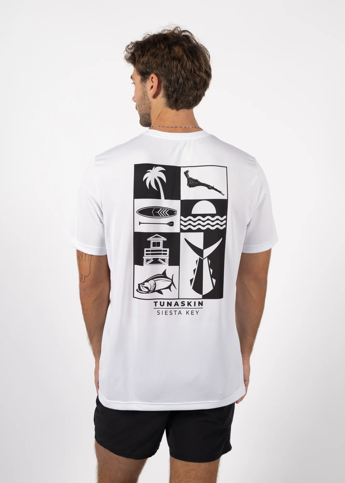 Siesta Key Block | Men's Echo Performance Short Sleeve | White - Image 4