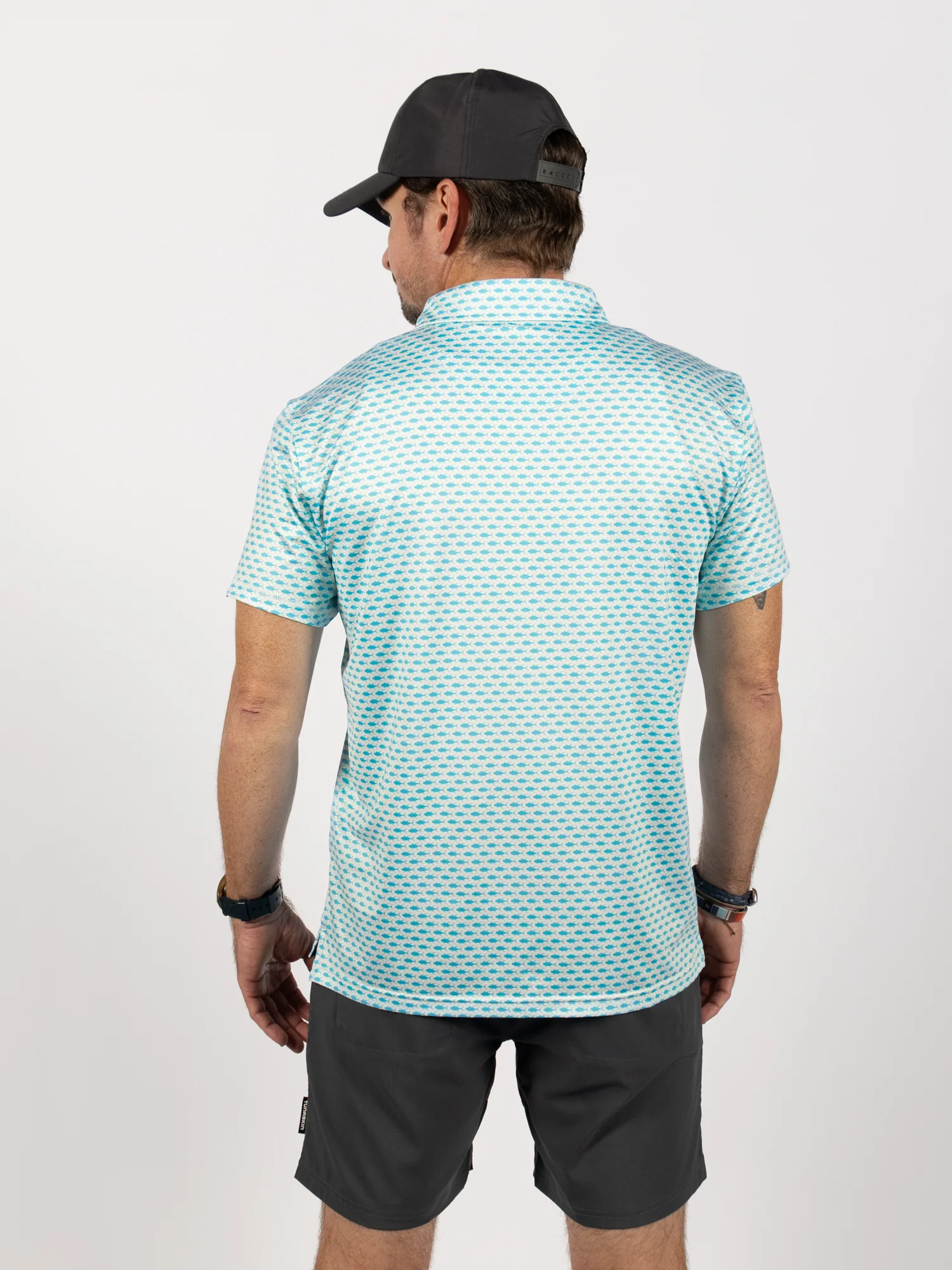 Men's Shoreline Print Polo | Tuna Pattern Blue - Image 5