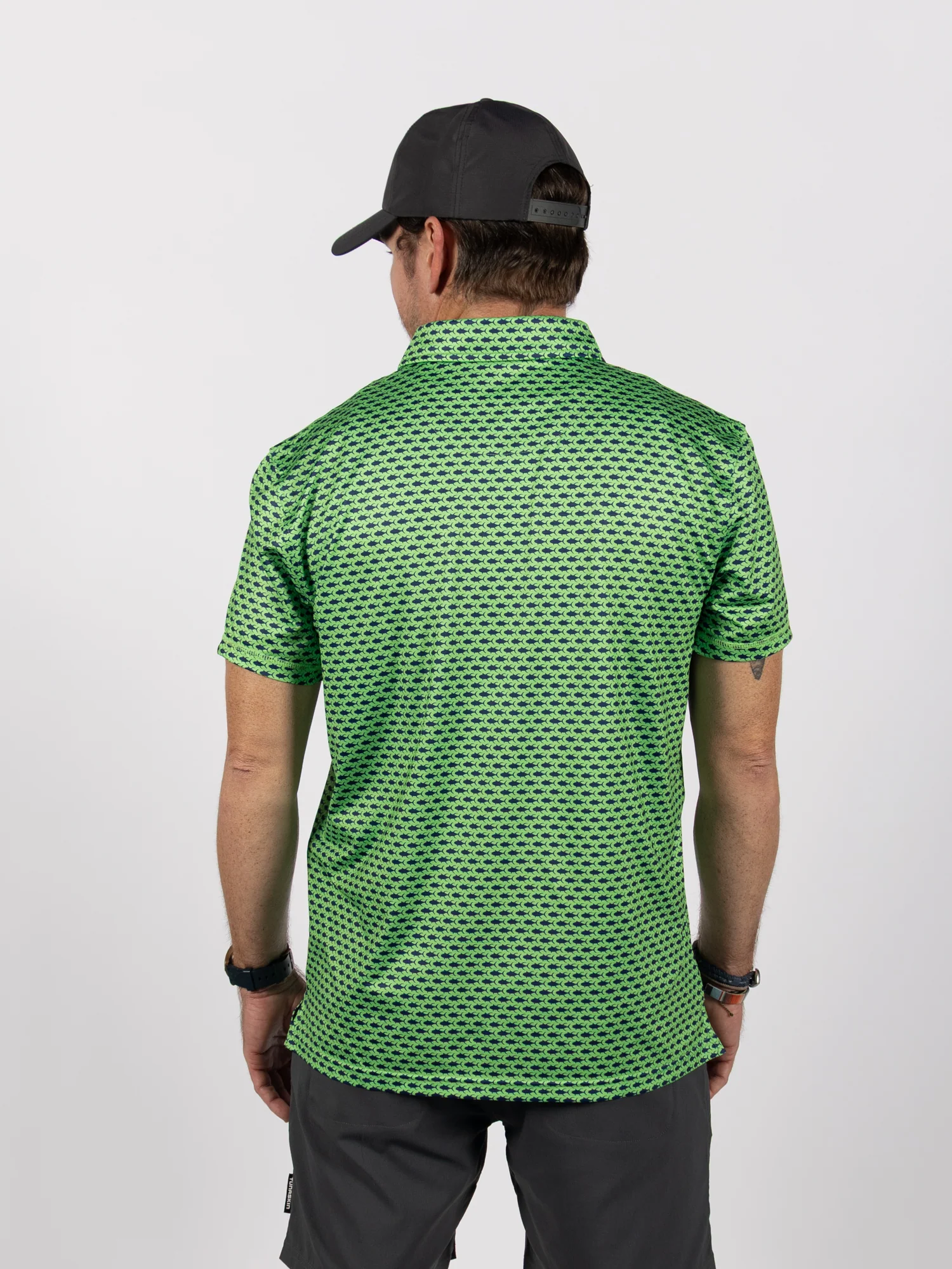 Men's Shoreline Print Polo | Tuna Pattern Green - Image 3
