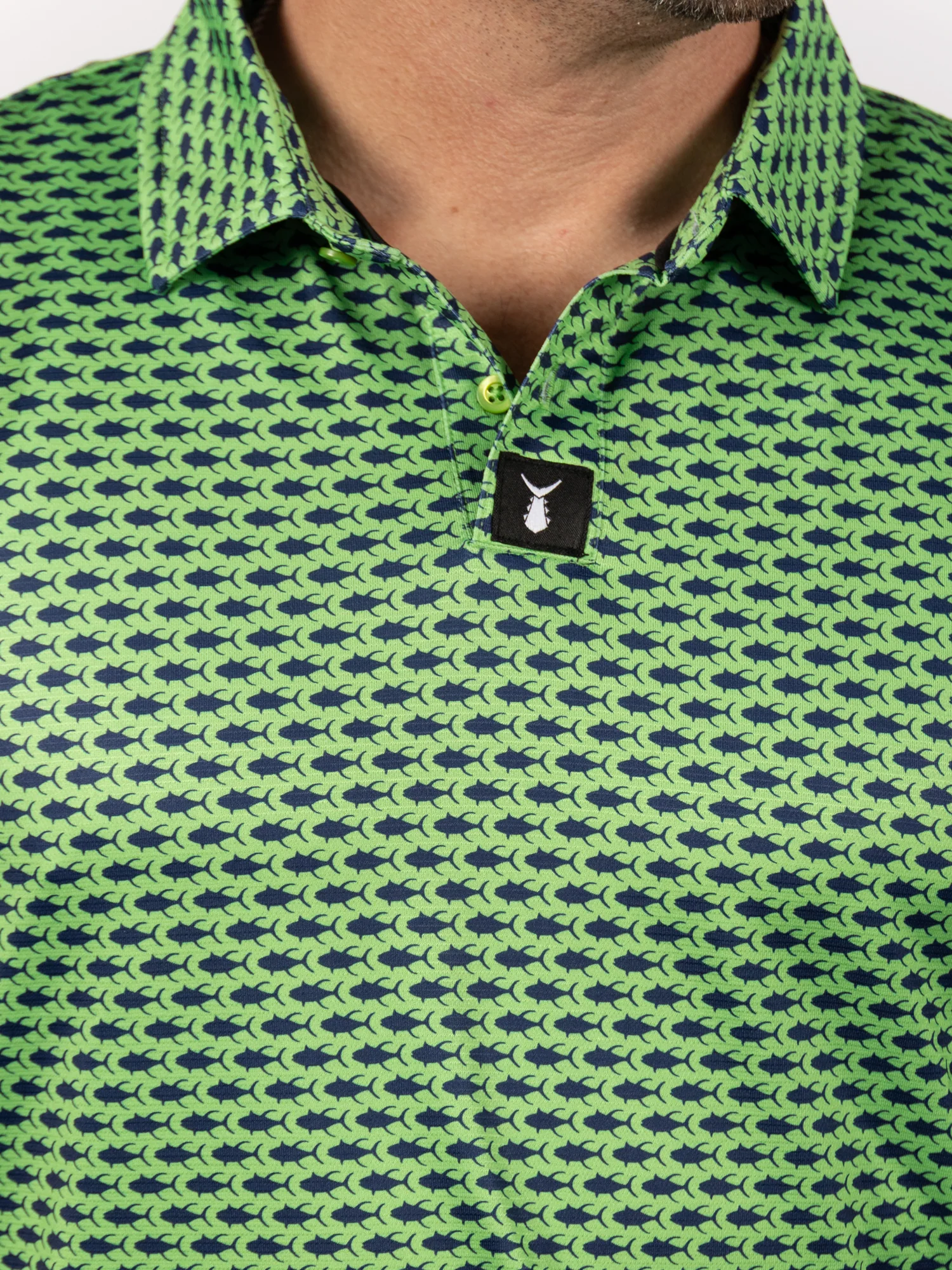 Men's Shoreline Print Polo | Tuna Pattern Green - Image 5
