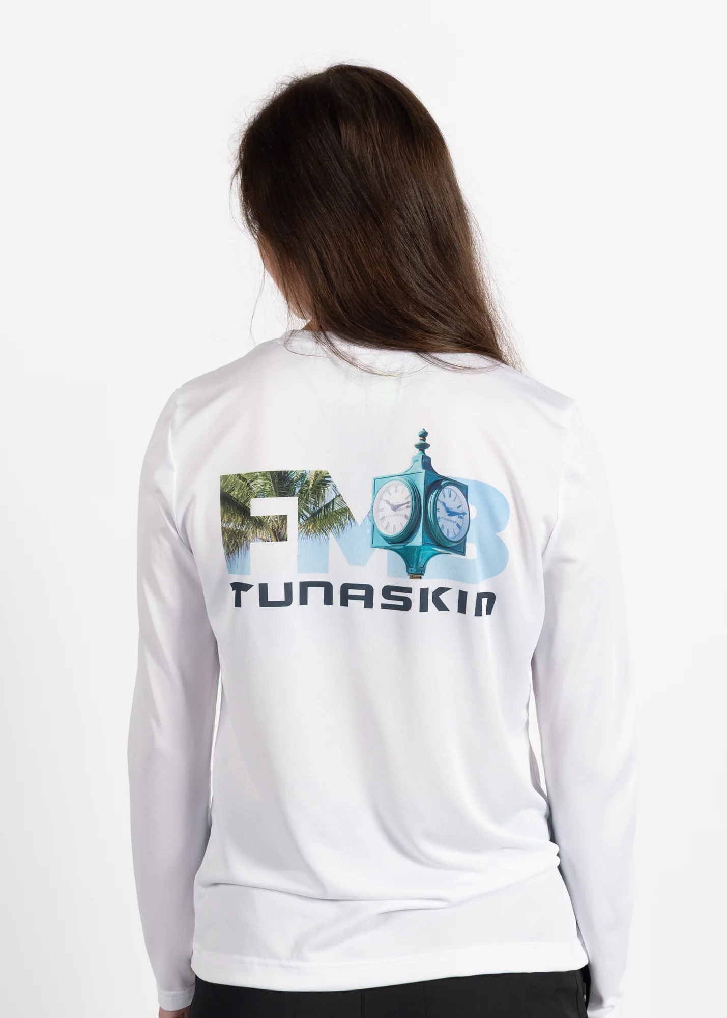 FMB Clock | Women's Echo Performance Long Sleeve | White - Image 3
