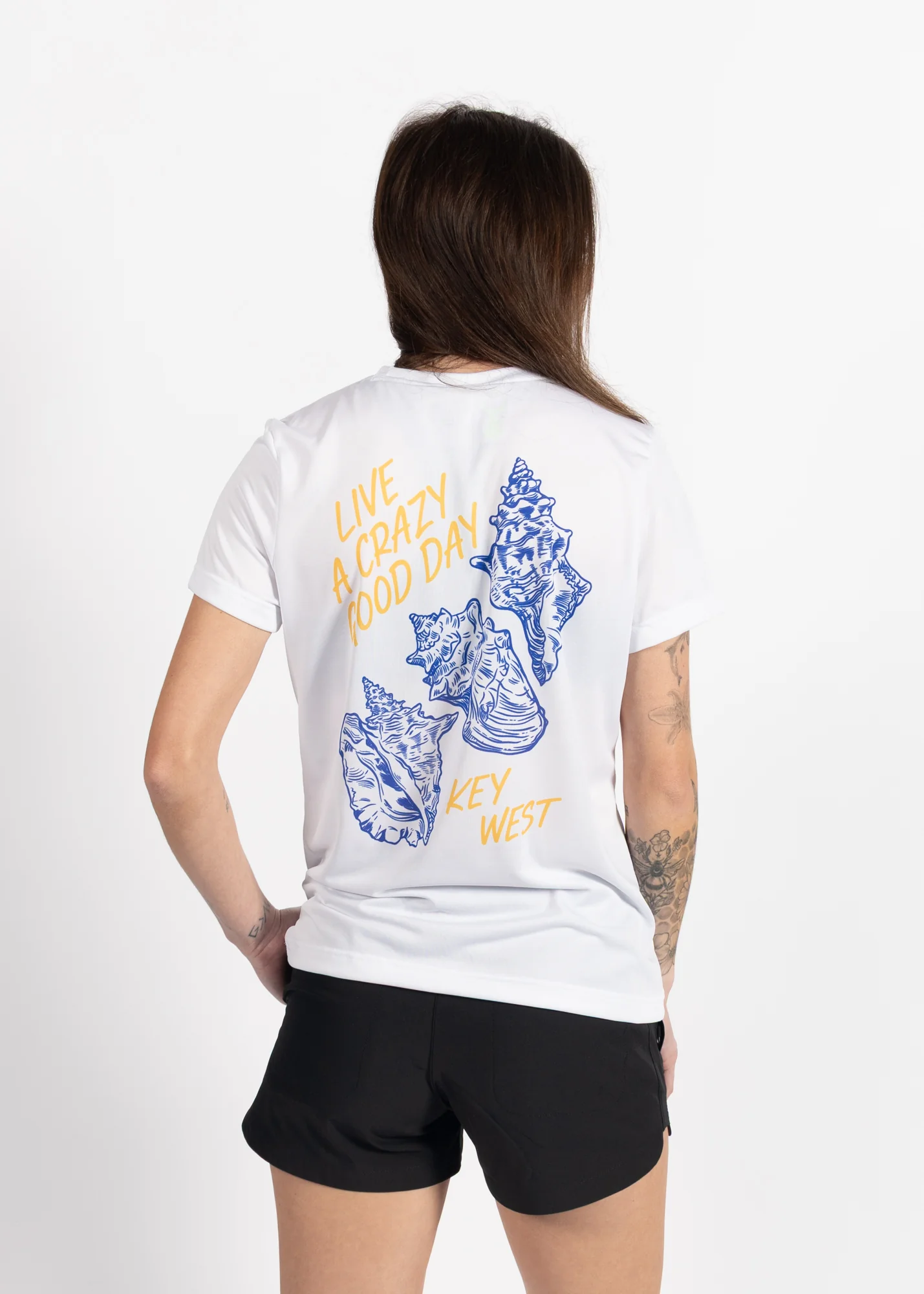 Key West Conch Shells | Women's Echo Performance Short Sleeve | White
