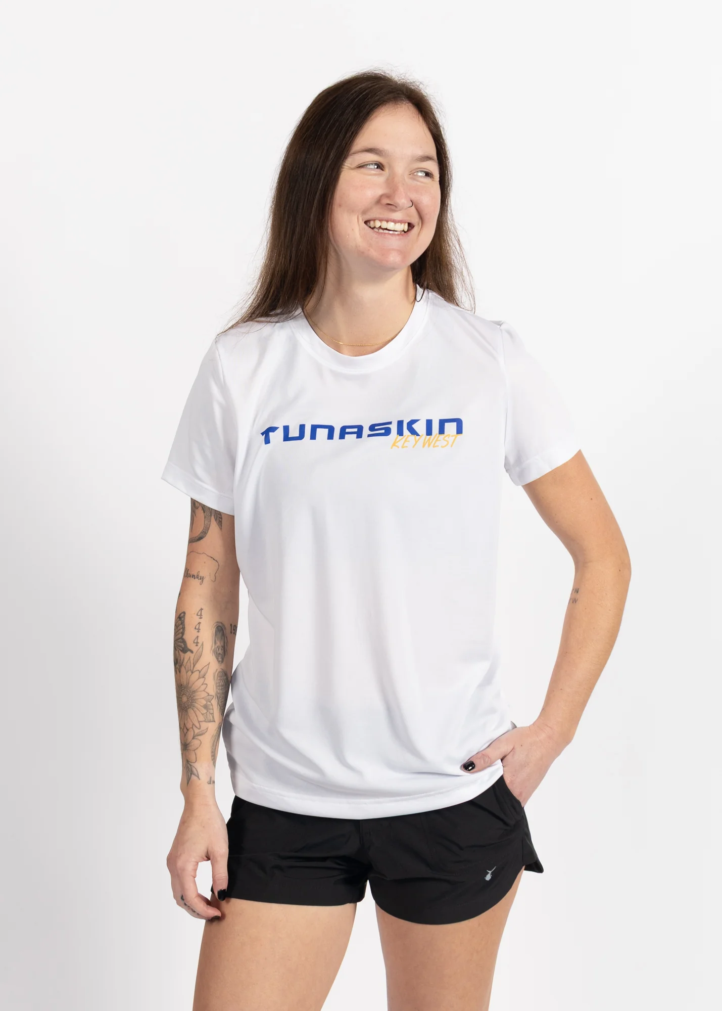 Key West Conch Shells | Women's Echo Performance Short Sleeve | White - Image 2
