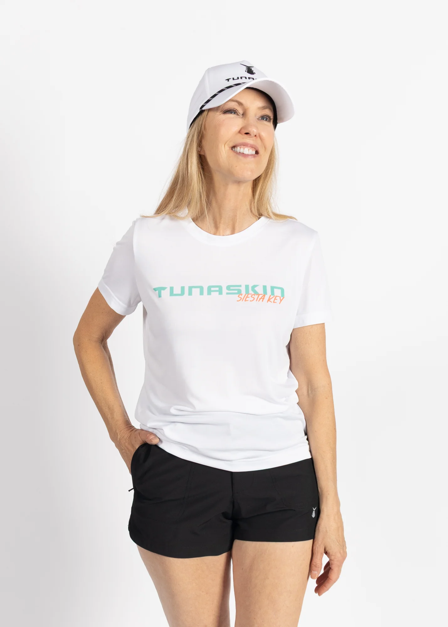 Siesta Key Oyster | Women's Echo Performance Short Sleeve | White - Image 3