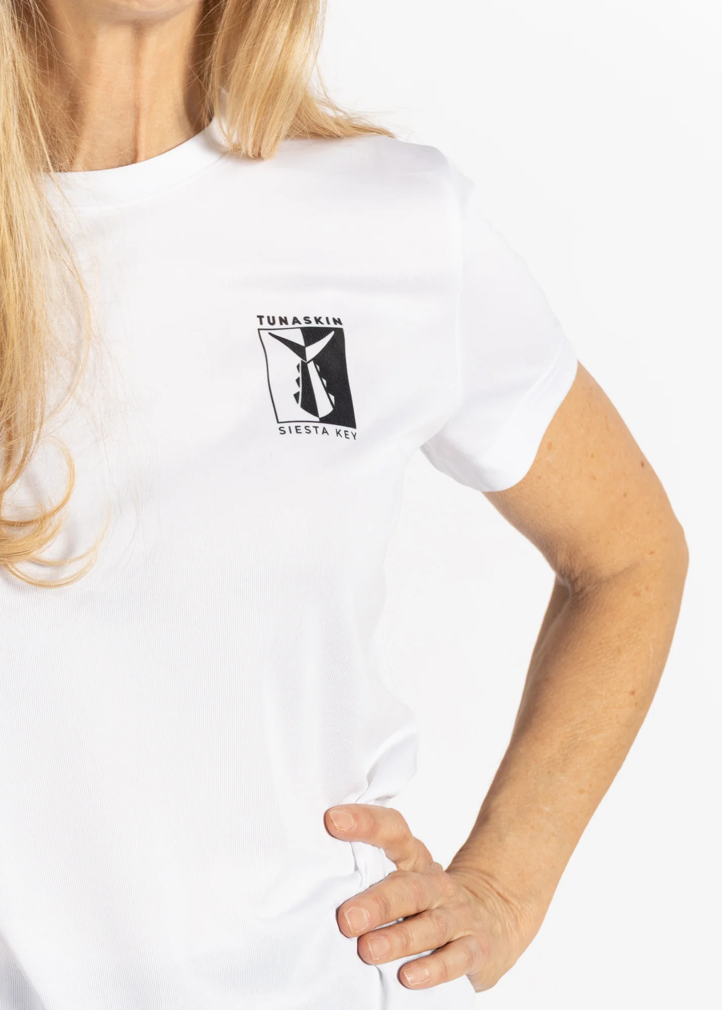 Siesta Key Block | Women's Echo Performance Short Sleeve | White - Image 2