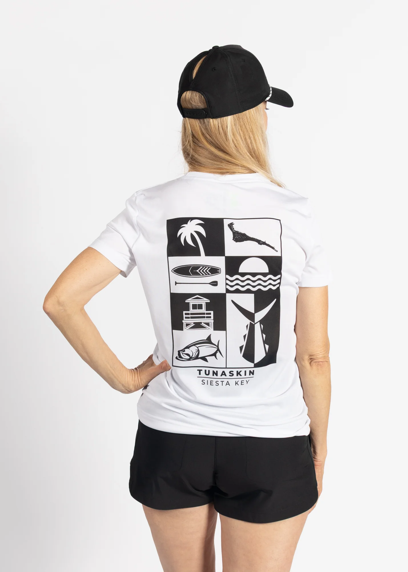 Siesta Key Block | Women's Echo Performance Short Sleeve | White - Image 4